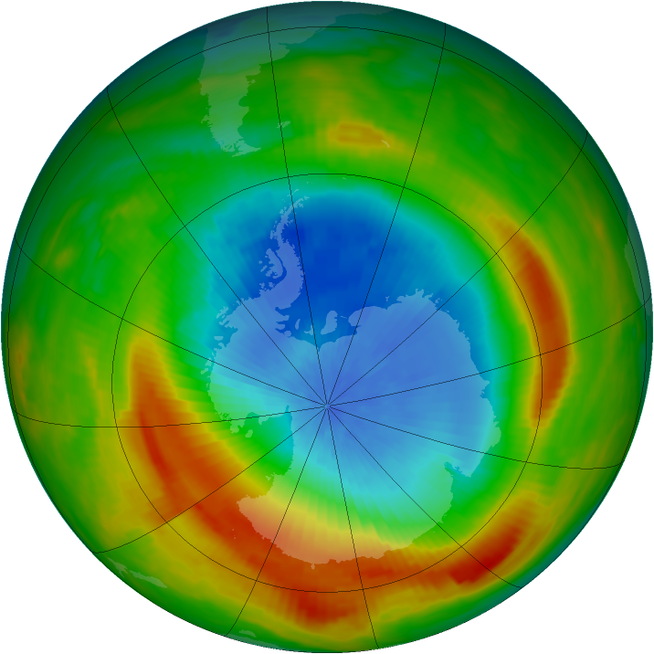 Antarctic ozone map for 22 October 1980